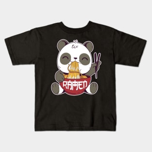 Kawaii Cute Anime Panda Otaku Japanese Ramen Noodles Gift Kids T-Shirt